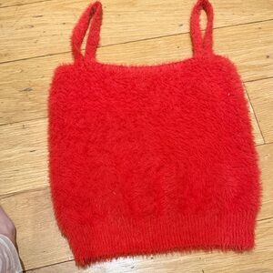 Vibrant Red Fuzzy Fabric